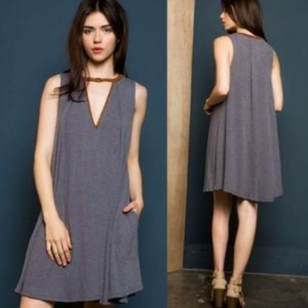 ALMOST GONE! Sz S and XS only. New Jennifer Rib Tent Dress w/cutout chest.